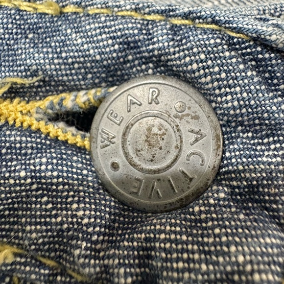 boho Active wear Denim wide leg jeans with Painted Red Floral design US Size 16 - Picture 8 of 11